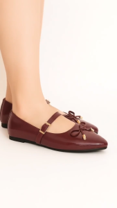 Sepatu Balet Bertali Mary Jane Kulit Asli Perancis Musim Semi & Musim Gugur Sepatu Wanita FlatSPJ01CQ3