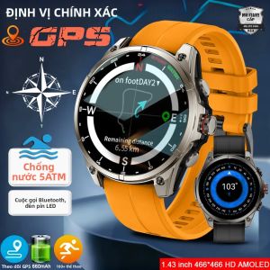 Đồng Hồ Thông Minh 2026 Dành Cho Nam Với GPS Chống Nước 5ATM Màn Hình AMOLED HD 1.43 Inch Gọi Bluetooth Theo Dõi Sức Khỏe La Bàn Đồng Hồ Thể Thao