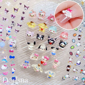 Dorisna Sanrioed Cartoon Nail Jewelry Charms Kit Kawaii Hello Kitty Kuromi Nail Rhinestone Gems for DIY Crafts