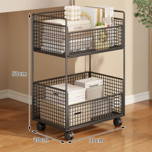 Desk Under Mobile Storage Shelf
