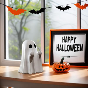 Halloween Ghost Figurine - Spooky vinyl Ghost Statue Cute Finger Ghost Ornaments Perfect for Indoor & Porch Halloween Decor