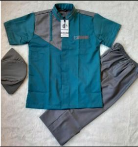 Baju Koko Kurta Ibnu Muslim Setelan Pakaian Muslim Anak Model Pakistan Usia 3-12 Tahun Free Peci