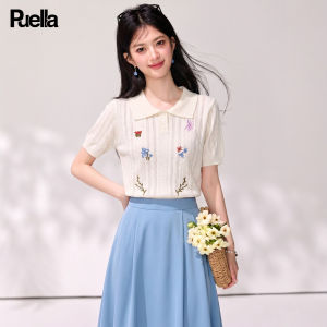 puella | Summer New Arrival Korean Style Embroidered Hookflower Short Sleeve T-shirt for Women