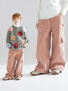 MUCMUKN | Fleece Lined Jeans Multi-Pocket Childrens Pants