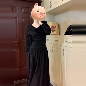 LIRUSHAN | French Style Petite Green Long Sleeve Maxi Dress
