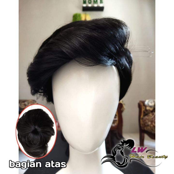 Wig Pria Pendek Jambul Samping Wajib Gaya Rambut Pria Single Item