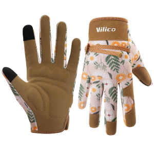 Ladies gardening gloves breathable leather garden gloves with grip anti stab and anti puncture work gloves