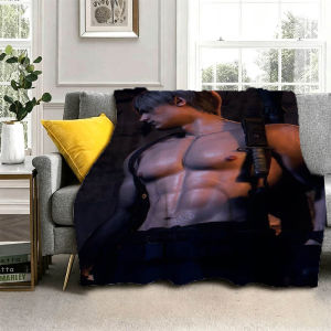Bandai | Cute Muscle Man L-Leon K-Kennedys Muscle Flannel Blanket Soft Throw Blanket Art For Home Decor Bedroom Bed Sofa Picnic Fans Gift