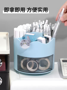 Large Capacity Rotating 360 Degree Cartoon Cute Storage Box Pen Holder for Boys Girls Students Office Creative Desktop Organizer