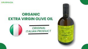 Gourmazia Organic Italian Extra Virgin Olive Oil – Single Origin Cold Pressed from Early Harvest Italian Olives High Polyphenol Golden Oil Anti Drip Spout (500 ml Glass / 500 ml Ceramic)