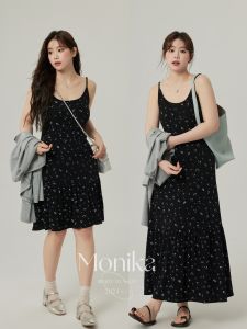 MONIKADM | Đầm Dáng Suông Plus Size Elegance với Nếp Nhăn và Họa Tiết Hoa