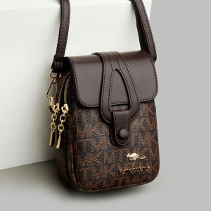 กระเป๋าสะพายข้างหนังแท้แบบสะพายข้างสำหรับผู้หญิง กระเป๋าใส่โทรศัพท์มือถือแบบซิปด้านหน้าพร้อมกระเป๋าสตางค์หลายชั้น กระเป๋าสะพายข้างแบบยาว กระเป๋าสะพายข้างแบบพกพา