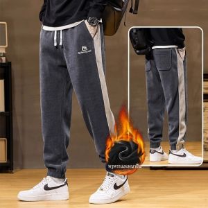 กางเกงลำลองผู้ชายฤดูหนาว บุขนแกะหนา กางเกงขายาวทรงหลวม ผ้าคอร์ดูรอย ทรงหลวม กางเกงขายาวลำลอง ผ้าขนแกะหนา กางเกงขายาวลำลอง