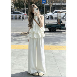 Karrar betsey | Summer White Sleeveless Casual Chic Elegant Two-Piece Suit