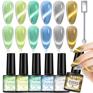 Bộ Sơn Móng Tay Gel Mắt Mèo GAVY 6 Món Hiệu Ứng Holographic Làm Cứng Bằng Đèn UV/LED Thiết Kế Đặc Biệt Dành Cho Nữ Bộ Combo 7ml