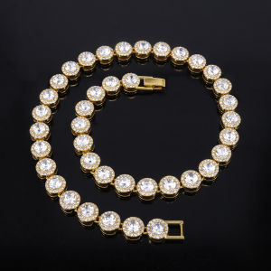 ZAKOL Hip Hop Trendy 12MM Width Round Rhinestone Tennis Bracelet Necklace Set for Women/Men Fashion Hippie Necklace Jewelry