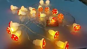 1PC Led Mushroom String Light Battery Operated Red Mushroom Fairy Lamp For Indoor Home Kitchen Christmas Decoration