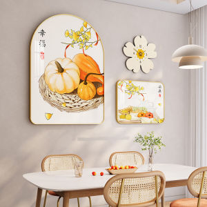 Modern Simple Restaurant Decoration Painting New Chinese Dining Table Wall Art Dinner Hall Creamy Style Dining Room Clock Combination Hanging Picture