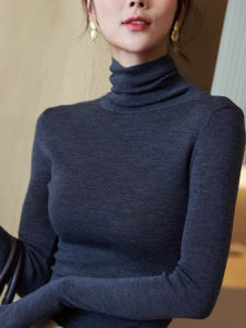 chaqi | 2025 New Womens High Neck Thin Long Sleeve Knitted Wool Sweater Pure Color Base Shirt Inner Wear Slim Fit Autumn Winter