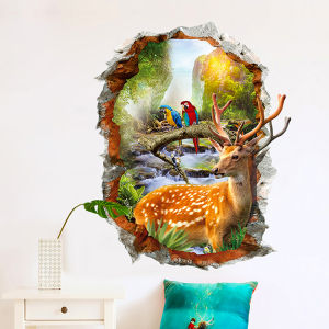 3D Stereo Wall Stickers Self Adhesive Bedroom Living Room Decorative Deer Pattern PVC Wall Decals Modern Simplicity Home Decor