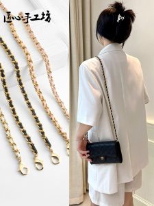สายสะพายไหล่โซ่หนังสีดำและสีทองสำหรับกระเป๋า Charming Handmade Black Gold Crossbody Strap Replacement Accessories