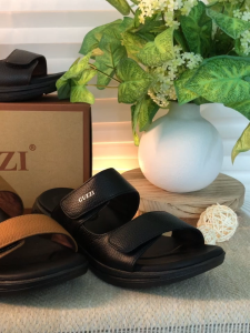 Guzzi Mens Leather Velcro Slide Sandals – Comfortable & Adjustable (Kasut Lelaki) GMS-50014