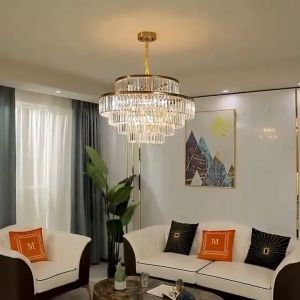 【Free gift + Fast shipping】Modern LED Luxury Round Golden Crystal Chandelier Lighting For Living Room Dining Room Larmp Bedroom Indoor Light Fintumrems