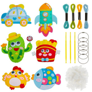 9/5Pcs DIY Sewing Kit for Kids Cute Animal Sewing Craft Set Handmade Keychain Ornaments for Children for Kids Beginners Gifts