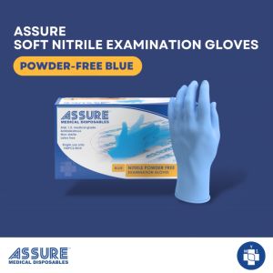 ASSURE Soft Nitrile Gloves Powder-Free Blue 100 Pce/Box
