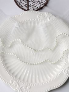 ตกแต่งผ้าตาข่ายลายริบบิ้นสองชั้น ขอบลูกไม้ ขอบผ้าลูกไม้ ขอบแขน วัสดุ DIY สำหรับทำม่าน ขอบแขน วัสดุตกแต่ง