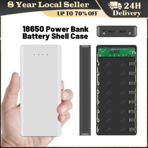 18650 Power Bank Cases Battery Holder Dual USB Type C Charge DIY Shell for IPhone Xiaomi Huawei 18650 Battery Case Storage Box 2 USB Outputs LED Power Bank Box DIY Case Cover Kit DIY Power Bank 18650 Battery Case Power Bank Battery Storage Dual USB Micro