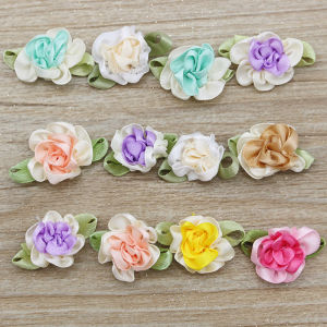 (20 cái/gói) 2x4cm Băng kép lá khâu tay hình hoa nhỏ may bao phủ phụ kiện may vá handmade Kẹp Tóc trang trí DIY