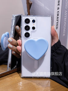 Samsung S25 Ultra Magnetic Attraction Phone Case with Stand Protective Shockproof Clear Acrylic Cover for S24 S23 FE A55 A54 A16