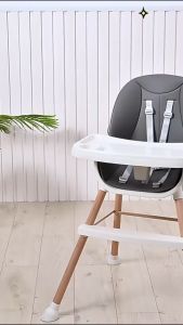 [Tặng khay ăn silicon IKV] Ghế ăn dặm chân gỗ sồi đa năng nhiều tiện ích | OEM