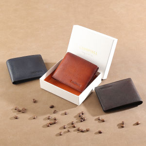 【Genuine Cow Leather/ Gift Box】CHANPINCL Brand Hot Sale Mens Wallet Luxury Original Short Tri-Fold First Layer Cowhide Purse Business Horizontal Fashion
