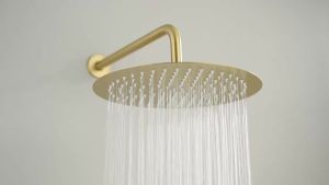 POIQIHY Brushed Gold Shower Faucet Embedded In Shower Mixer Tap Wall Mounted Bathroom Rainfall Shower Tap Set Brass 3-ways