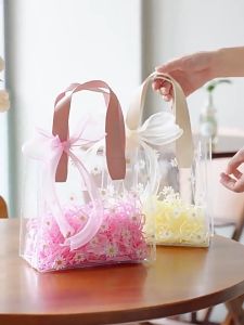 Túi Nhựa PVC Hoa Cúc Daisy Trong Suốt Có Quai Cầm Phong Cách Hàn Quốc Túi Đựng Quà Tốt Nghiệp Tặng Bạn Gái