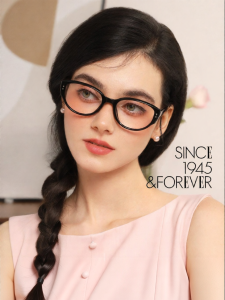 Elle | Cat Eye Black Frame Glasses High End Cheek Concealing Slim Face