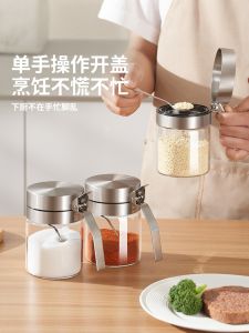Bộ 4 Chai Đựng Gia Vị Bằng Thủy Tinh Và Thép Không Gỉ Cao Cấp Dùng Trong Nhà Bếp Chống Ẩm Đựng Muối Và Ớt Hộp Đựng Gia Vị