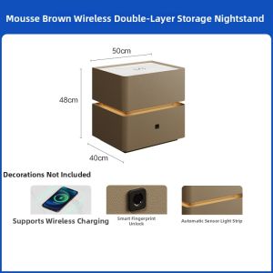 Retro Stone Panel Intelligent Wireless Storage Bedside Cabinet