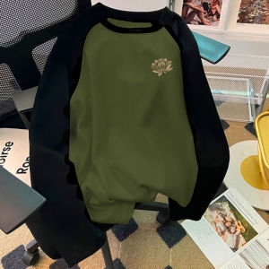 Áo Thun Nam American Heavyweight German Velvet Insert Shoulder Loose Fit Winter Warm Long Sleeve T-Shirt Polyester Spandex