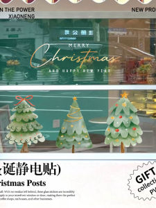 Hand-Painted Nordic Christmas Tree Window Stickers New Years Static Cling Glass Door Decals Christmas Festival Decorations