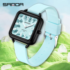SANDA 3269 Fashion Quartz Watch Girl And Boy 5ATM Waterproof Rectangle Light Trend Student Young Mens Quartz Watch 2025