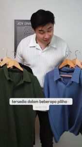 Kaos Polo Pria - Knitt Shirt Kerah - Lengan Pendek - Bahan Knit Motif Salur Semi Rajut Terlaris