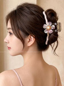 PINK EMPRESS | Colorful Purple Floral Large Hair Clamp for Thick Hair