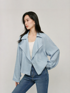 INMAN | Áo Khoác Ngắn Cổ Bẻ Lớn Chất Liệu Lyocell Linen