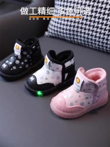 รองเท้าบูทกันหนาวแบบมีไฟ LED สำหรับเด็ก ฤดูใบไม้ร่วง/ฤดูหนาว อบอุ่นสำหรับเด็กชายและเด็กหญิง รองเท้าบูทผ้าฝ้ายแบบมีขนสำหรับเด็ก รองเท้าบูทผ้าฝ้ายสำหรับเด็ก