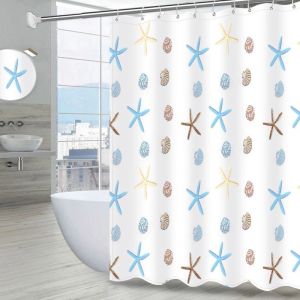 รูปแบบการ์ตูนปลาดาวผ้าม่านห้องน้ําห้องน้ําพาร์ทิชันผ้าม่านแสงทึบแสงวัสดุกันน้ําห้องน้ําอ้างอิงมากขึ้น