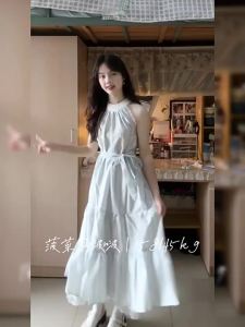 NIUVIES | Đầm Halter Caro Không Tay cho Phụ Nữ Mùa Hè Du Lịch