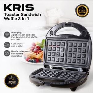 KLAZ Toaster Sandwich Grill 3 In 1 Cetakan Pemanggang Roti 800 Watt